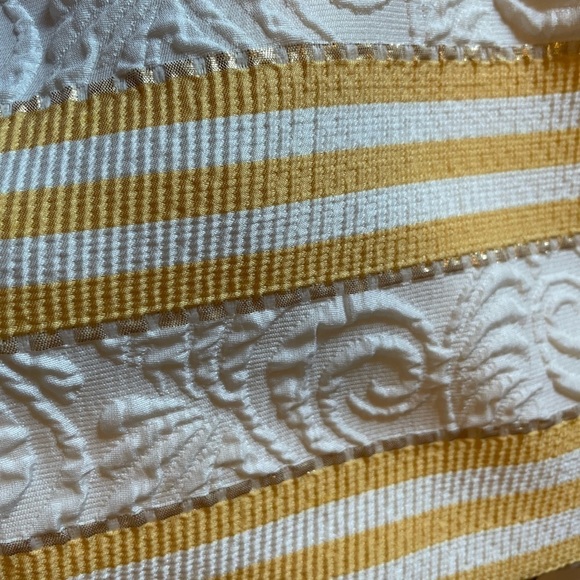 Vince Camuto yellow, white, and metallic striped brocade dress - Picture 3 of 6